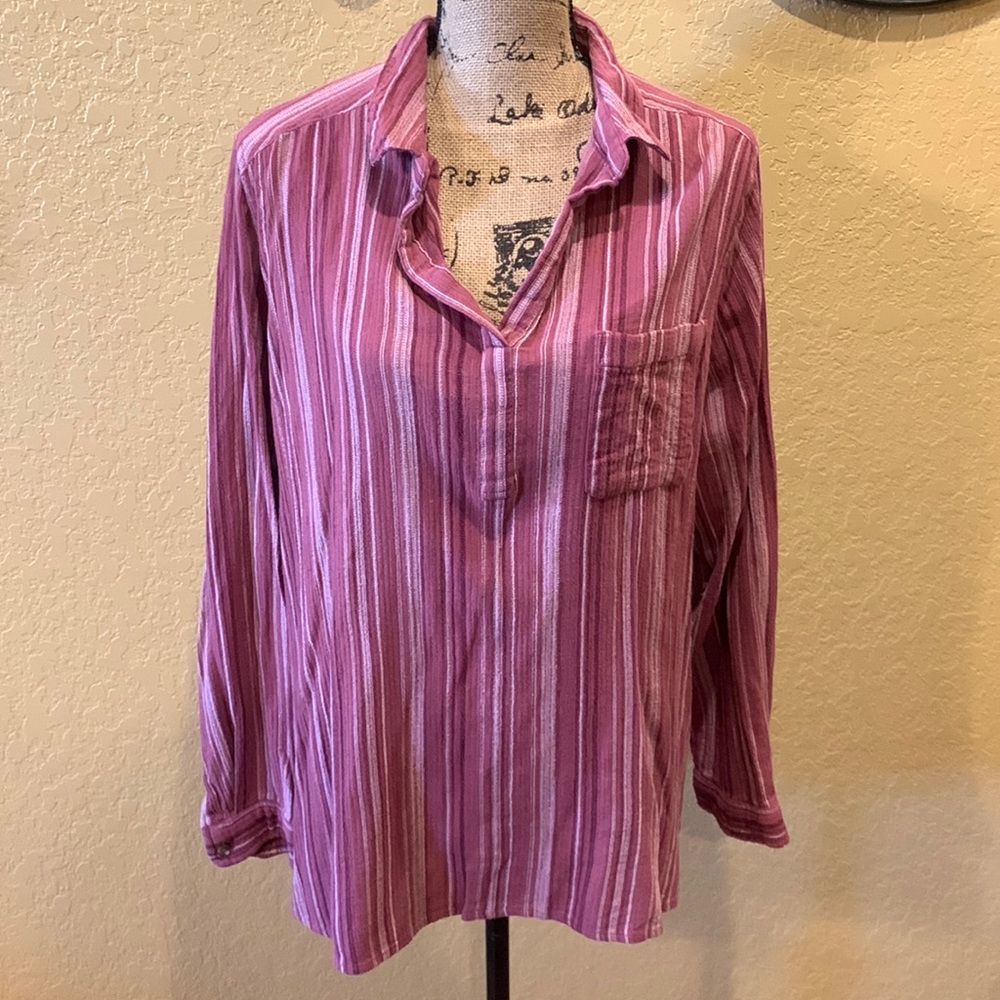 Sonoma striped, long sleeve, 3/4 button top, XL, EUC | offer in description